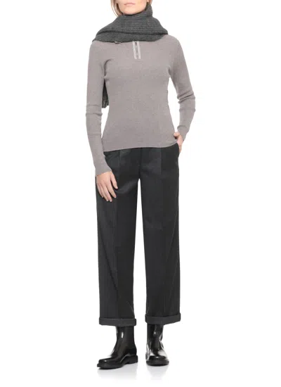 D Exterior Wool Sweater In Gray