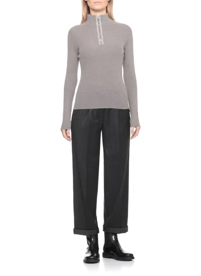 D Exterior Wool Sweater In Gray