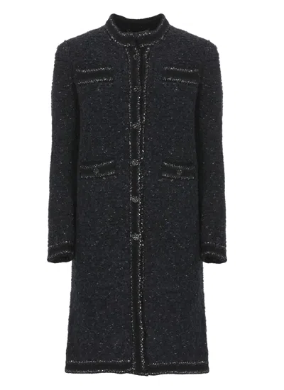 D Exterior Sequin-embellishment Coat In Black