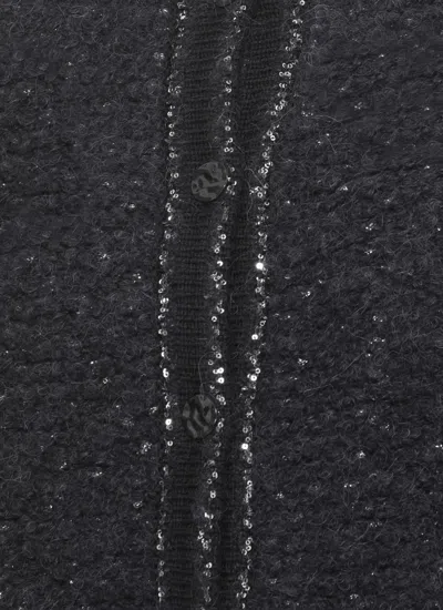 D Exterior Sequin-embellishment Coat In Black