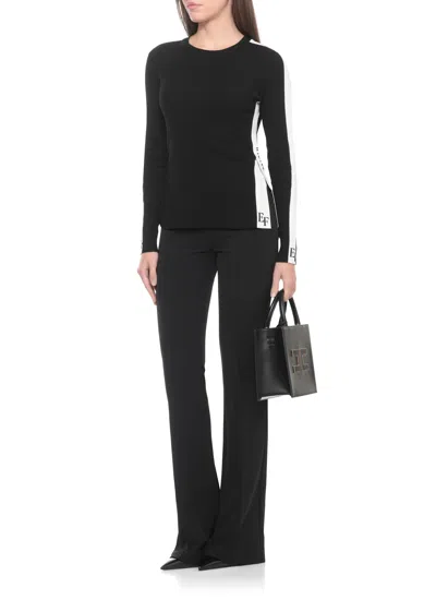 Elisabetta Franchi Side-stripe Sweater In Black