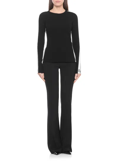 Elisabetta Franchi Side-stripe Sweater In Black