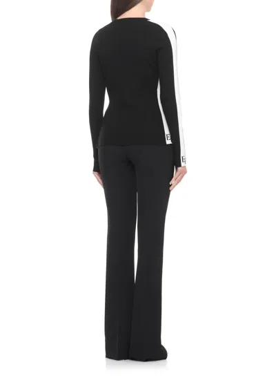 Elisabetta Franchi Side-stripe Sweater In Black