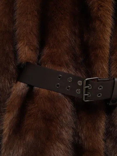 Moncler Grenoble Belted Coat In Brown