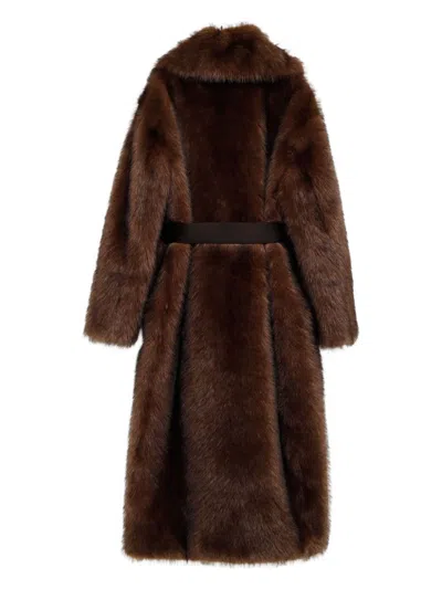 Moncler Grenoble Belted Coat In Brown