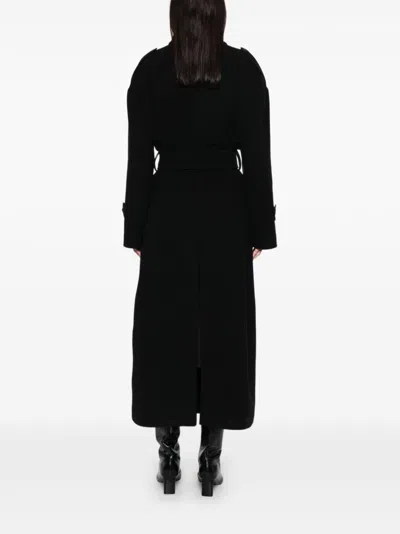 The Nina Studio Double-breasted Coat With Belt In Black