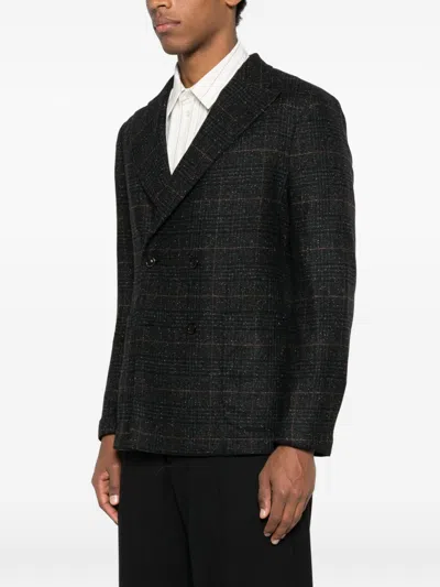Boglioli Double-breasted Check-pattern Jacket In Gray