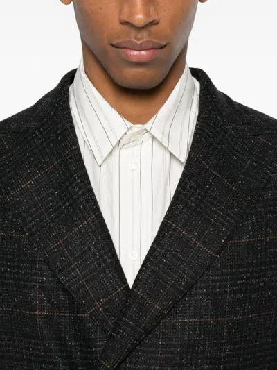 Boglioli Double-breasted Check-pattern Jacket In Gray