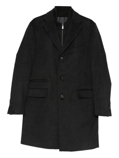 Corneliani Flap-pockets Single-breasted Coat In Black