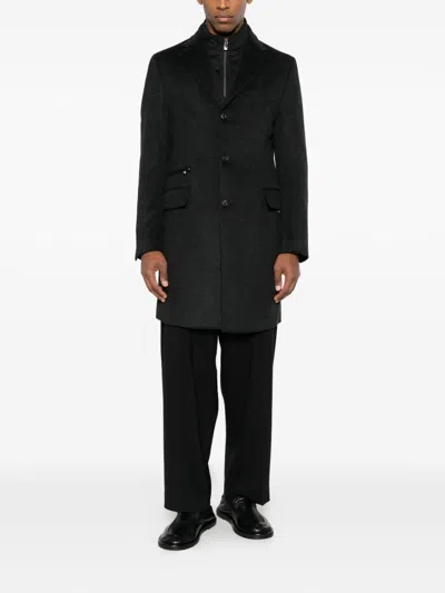 Corneliani Flap-pockets Single-breasted Coat In Black