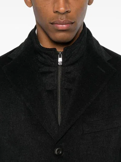 Corneliani Flap-pockets Single-breasted Coat In Black