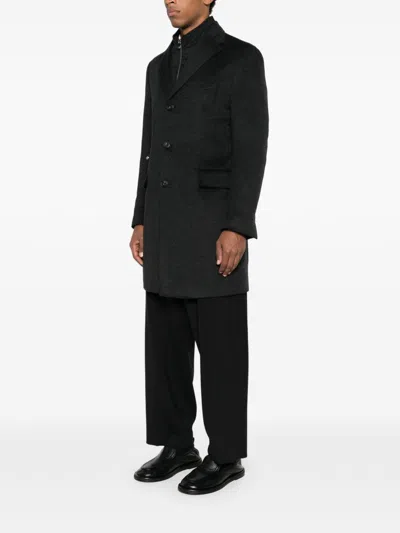 Corneliani Flap-pockets Single-breasted Coat In Black