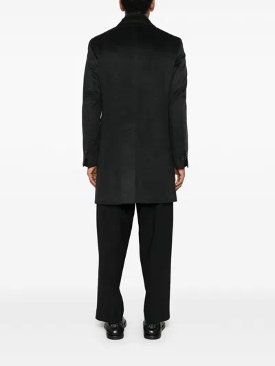 Corneliani Flap-pockets Single-breasted Coat In Black