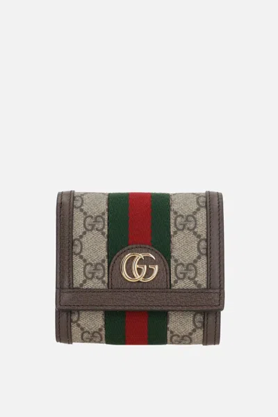 Gucci Ophidia Card Case Wallet In Gg Supreme Canvas In Multi