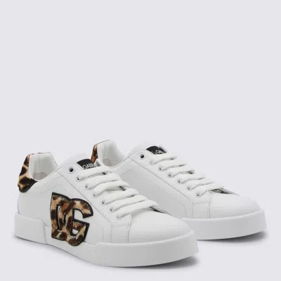 Dolce & Gabbana Women Portofino Letaher Light Strobel Sneakers In White