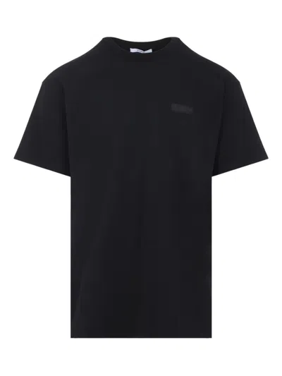 Givenchy Black Crewneck T-shirt With Logo Patch On The Front In Cotton Man