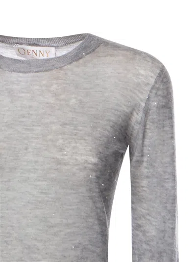 Genny Ultrafine Wool Sweater With Sequins In Gray