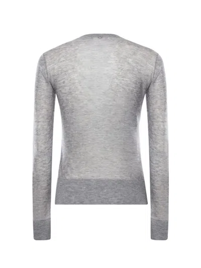 Genny Ultrafine Wool Sweater With Sequins In Gray