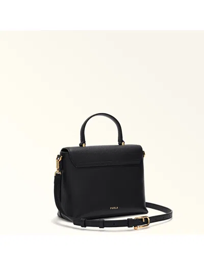 Furla Moonlight S Leather Handbag, Black In Black