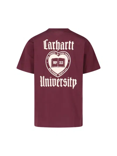Carhartt 's/s Schooling' T-shirt In Burgundy