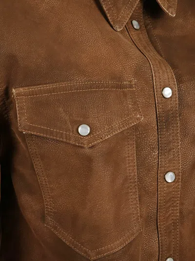 Isabel Marant Étoile Karima Faux Leather Shirt In Brown