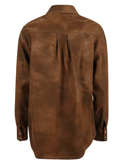 Isabel Marant Étoile Karima Faux Leather Shirt In Brown