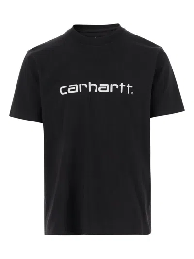 Carhartt Logo Cotton T-shirt In Black
