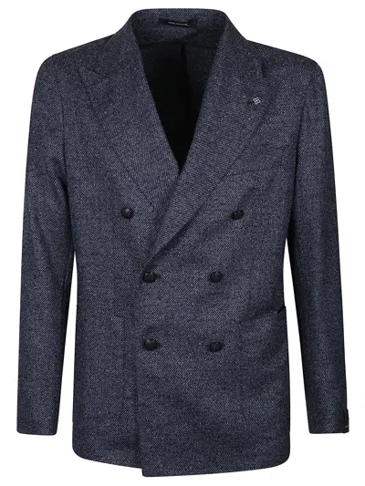Tagliatore Double-breasted Jacket Notched Lapels In Blue