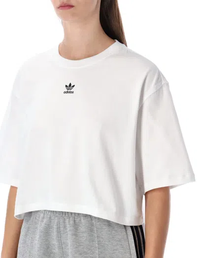 Adidas Originals White Essentials Cropped T-shirt In White