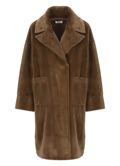 Betta Corradi Double-breasted Faux-fur Coat In Brown