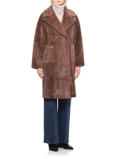 Betta Corradi Double-breasted Faux-fur Coat In Brown