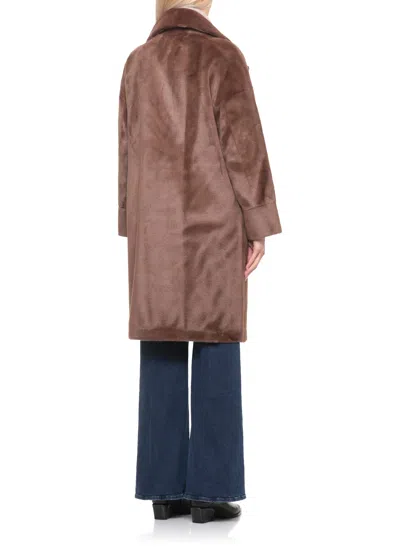 Betta Corradi Double-breasted Faux-fur Coat In Brown