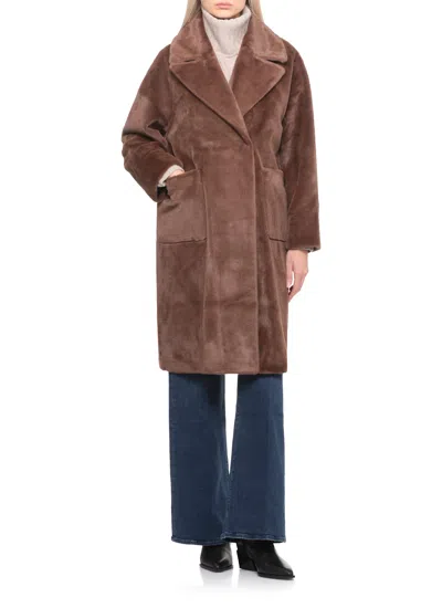 Betta Corradi Double-breasted Faux-fur Coat In Brown