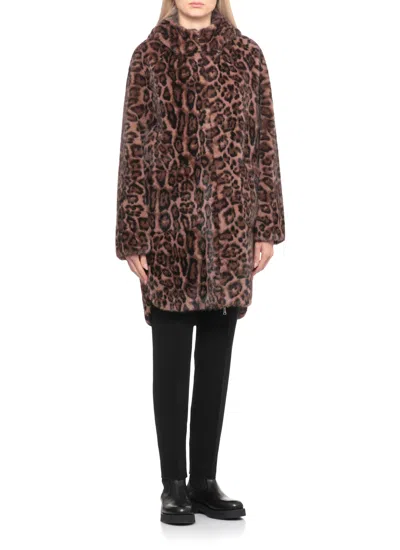 Betta Corradi Faux Fur Reversible Coat In Brown