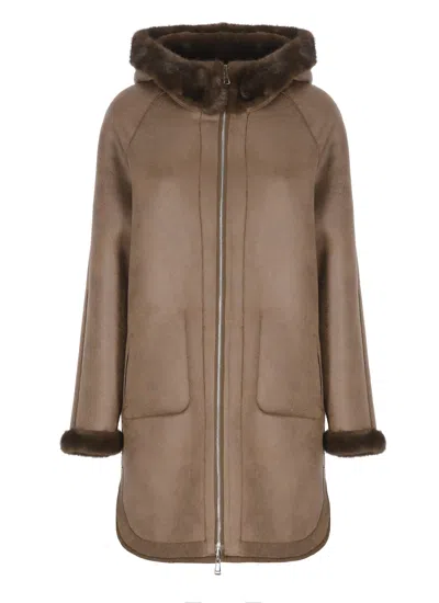 Betta Corradi Faux-fur Hooded Coat In Brown