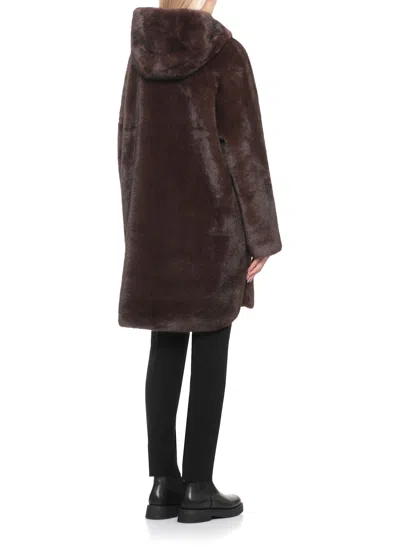 Betta Corradi Faux-fur Hooded Coat In Brown
