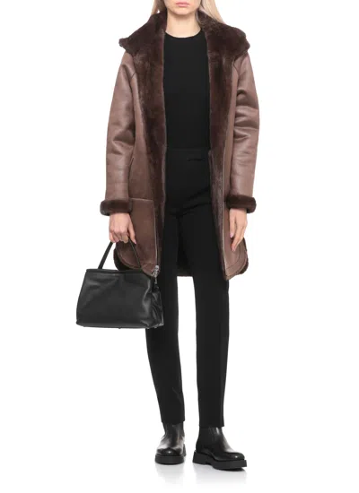 Betta Corradi Faux-fur Hooded Coat In Brown