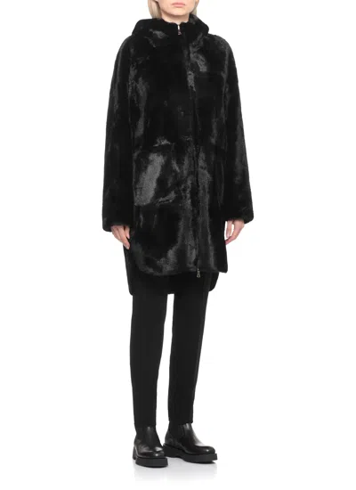 Betta Corradi Hooded Faux-fur Coat In Black