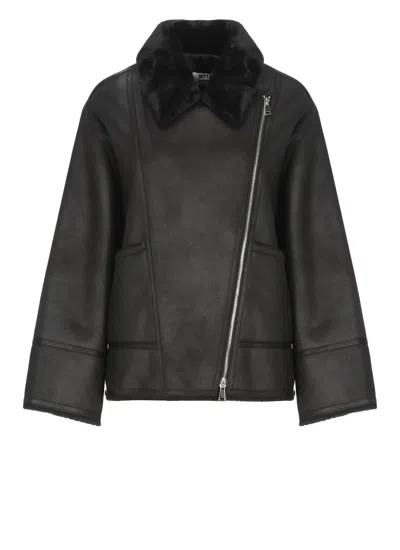Betta Corradi Faux-fur Collar Zip-up Jacket In Black