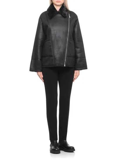 Betta Corradi Faux-fur Collar Zip-up Jacket In Black