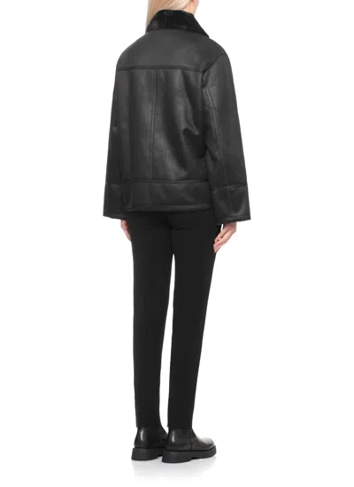 Betta Corradi Faux-fur Collar Zip-up Jacket In Black
