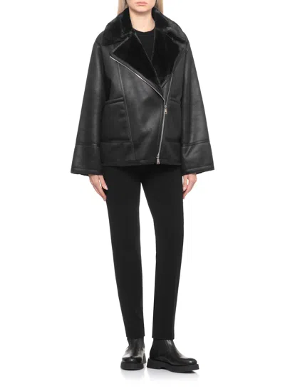 Betta Corradi Faux-fur Collar Zip-up Jacket In Black