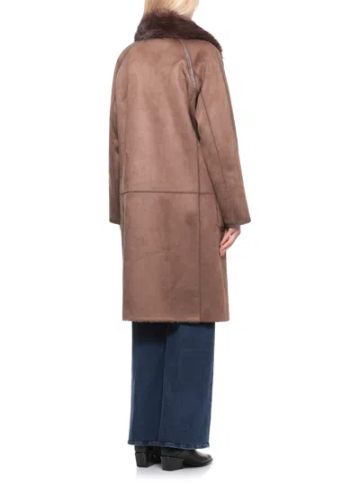 Betta Corradi Synthetic Leather Reversible Coat In Brown