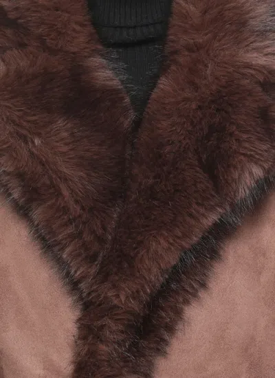 Betta Corradi Synthetic Leather Reversible Coat In Brown