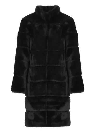 Betta Corradi High-neck Faux-fur Coat In Black