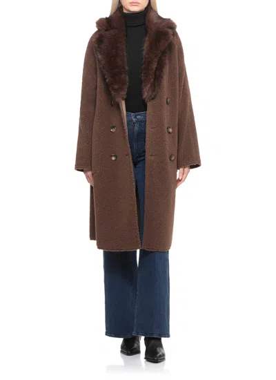 Betta Corradi Synthetic Leather Reversible Coat In Brown