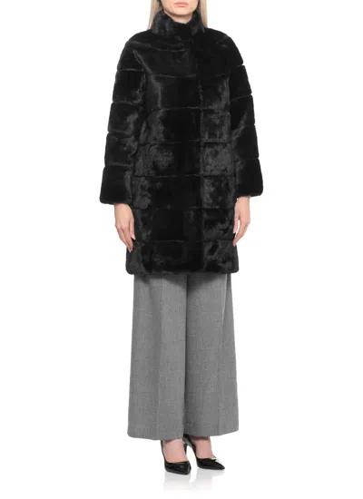 Betta Corradi High-neck Faux-fur Coat In Black