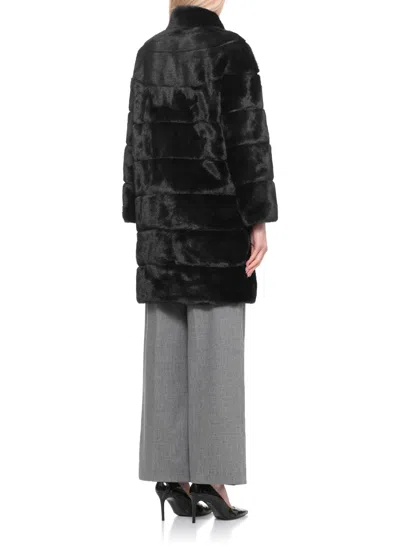 Betta Corradi High-neck Faux-fur Coat In Black