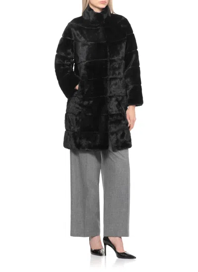 Betta Corradi High-neck Faux-fur Coat In Black