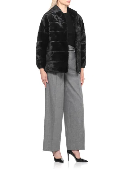 Betta Corradi Synthetic Fur Jacket In Black
